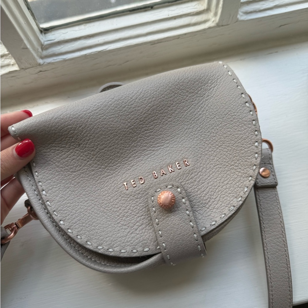 Ted Baker Women's Eliee Stab Stitch Leather Mini Crossbody Bag - Light Grey